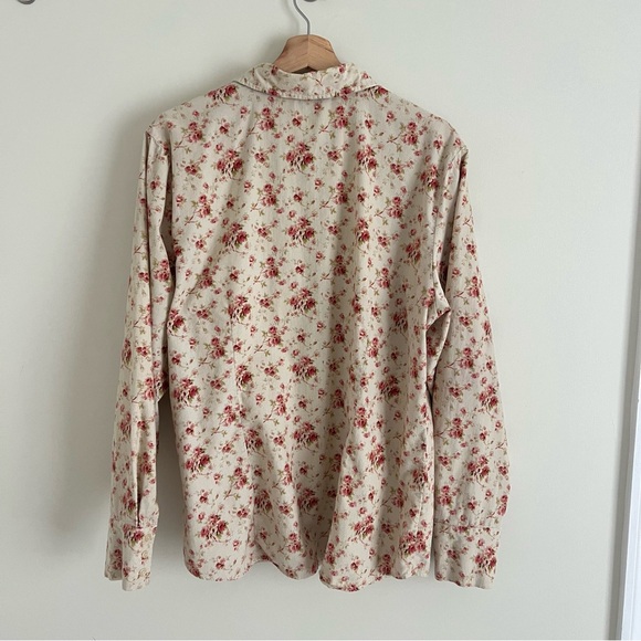Vintage Tall Corduroy Eddie Bauer Button front shirt large Fits 12/14 Floral - Picture 8 of 15